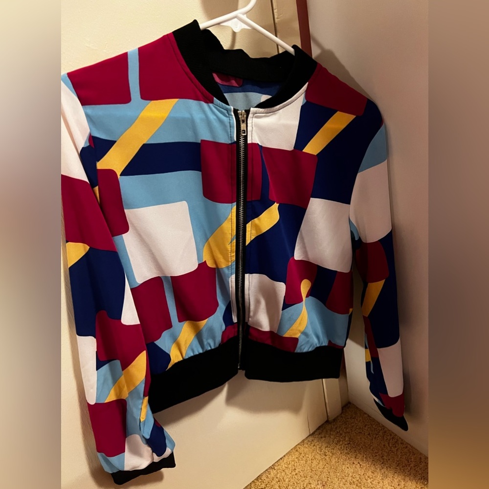 Super trendy vibrant color blocked jacket